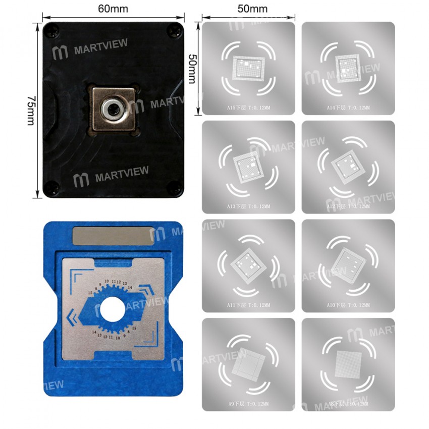 BST-081 Universal CPU Reballing Tin Planting Fixing Fixture Set for iPhone A9 to A15 Chip