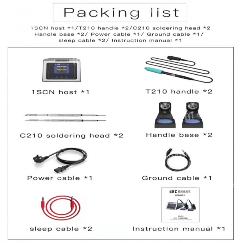 i2C 1SCN 160W Intelligent Double Station Welding Station With C210 / C245 Handle