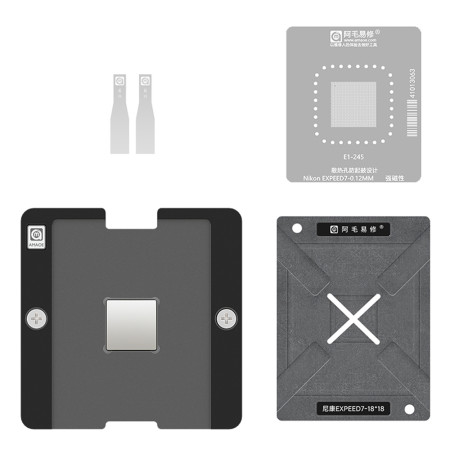 Amaoe 0.12mm Nikon EXPEED 7 E1-245 Main Control Chip BGA Reballing Stencil Tin Plating Platform Set for Nikon Z8 / Z9 Camera