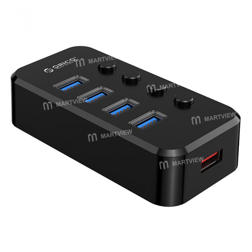 Orico SWU3-4A 4-Port High-speed USB 3.0 Split Control Hub With Power Adapter Support BC1.2 Charging