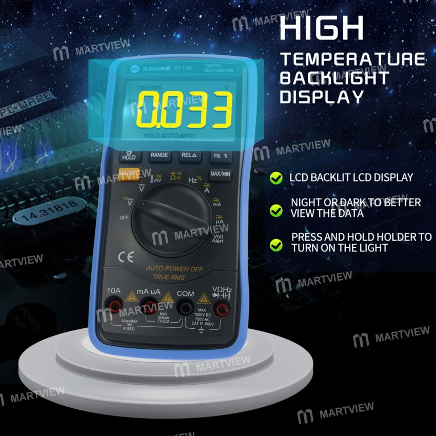 Sunshine DT-17N Handheld Digital Multimeter with LCD Backlight
