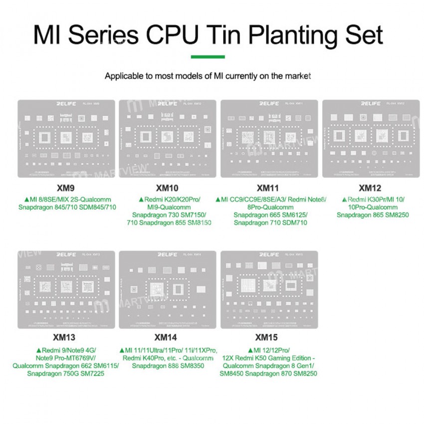 Relife RL-044 Xiaomi/Redmi Series CPU Tin Planting Steel Mesh Set for Xiaomi Model/Redmi Model