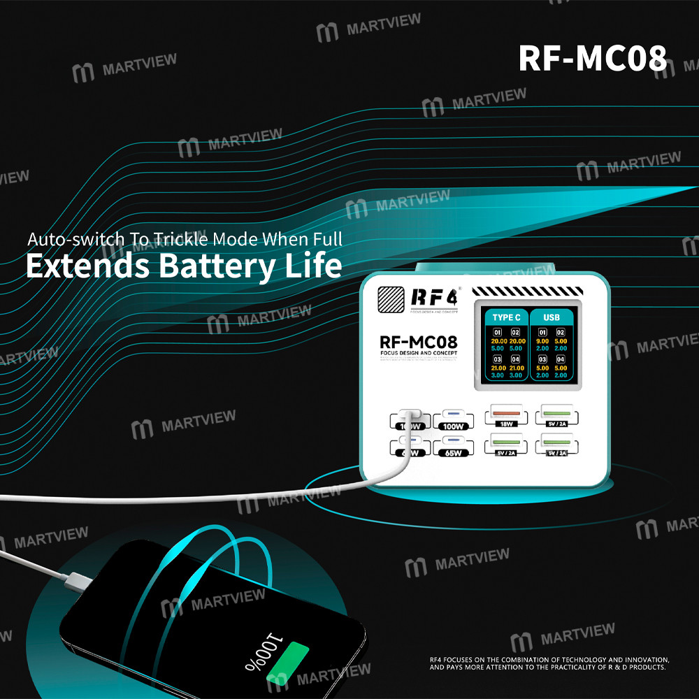 rf4 rf-mc08-150w-smart-full-color-lcd-display-multi-port-charger-for-mobile-phone-laptop-charging-5