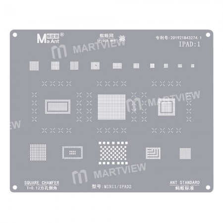 MaAnt iPad:1 0.12mm Square Chamfer BGA Reballing Stencil for iPad Mini1 / iPad2