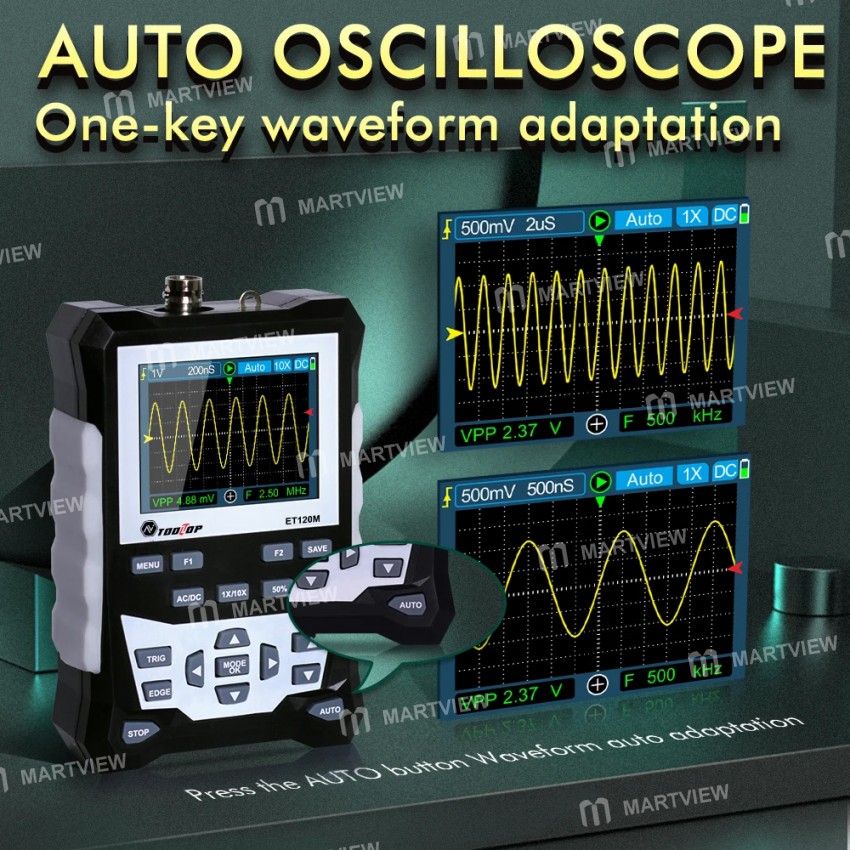 tooltop et120m-500msa-s-sampling-rate-120mhz-bandwidth-digital-oscilloscope-with-backlight-hd-screen