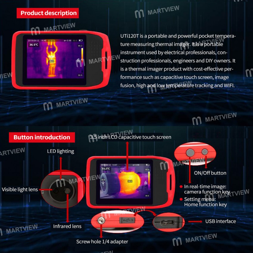 UNI-T UTi120T 10800 Pixels Portable Infrared Thermal Imager