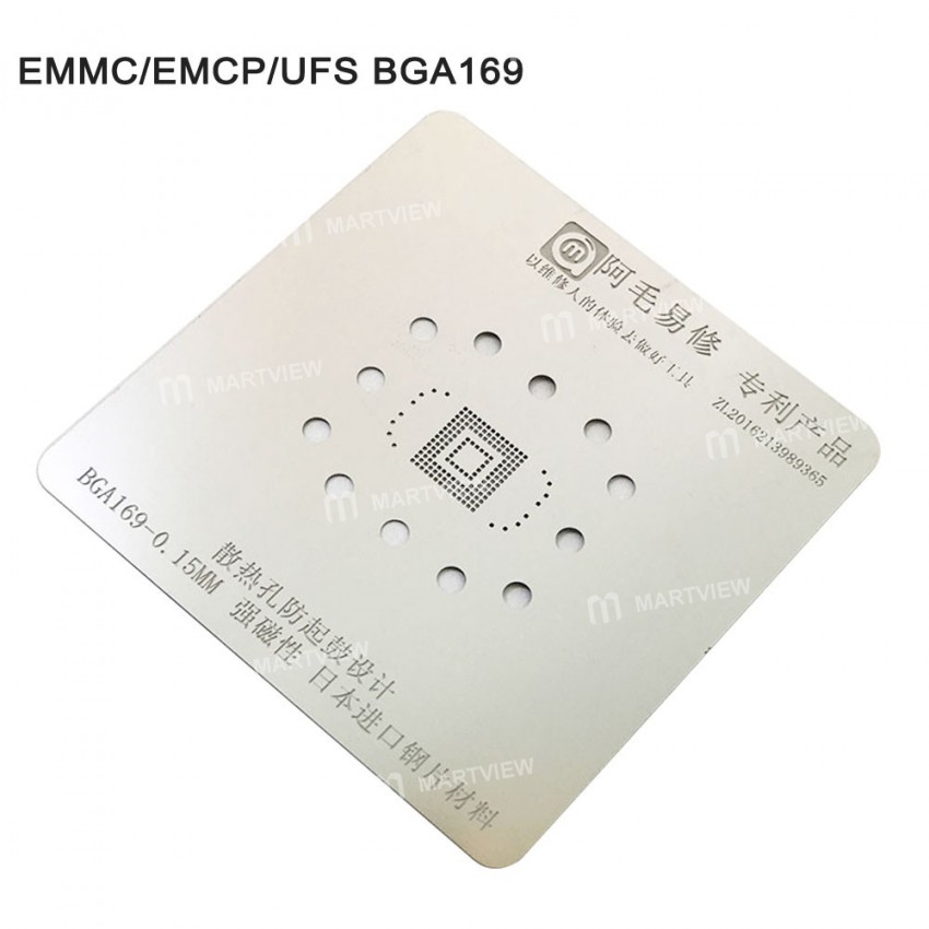 Amaoe 0.15MM Full Set EMMC EMCP UFS BGA153 BGA162 BGA169 BGA186 BGA221 BGA254 Reballing Stencil Plan