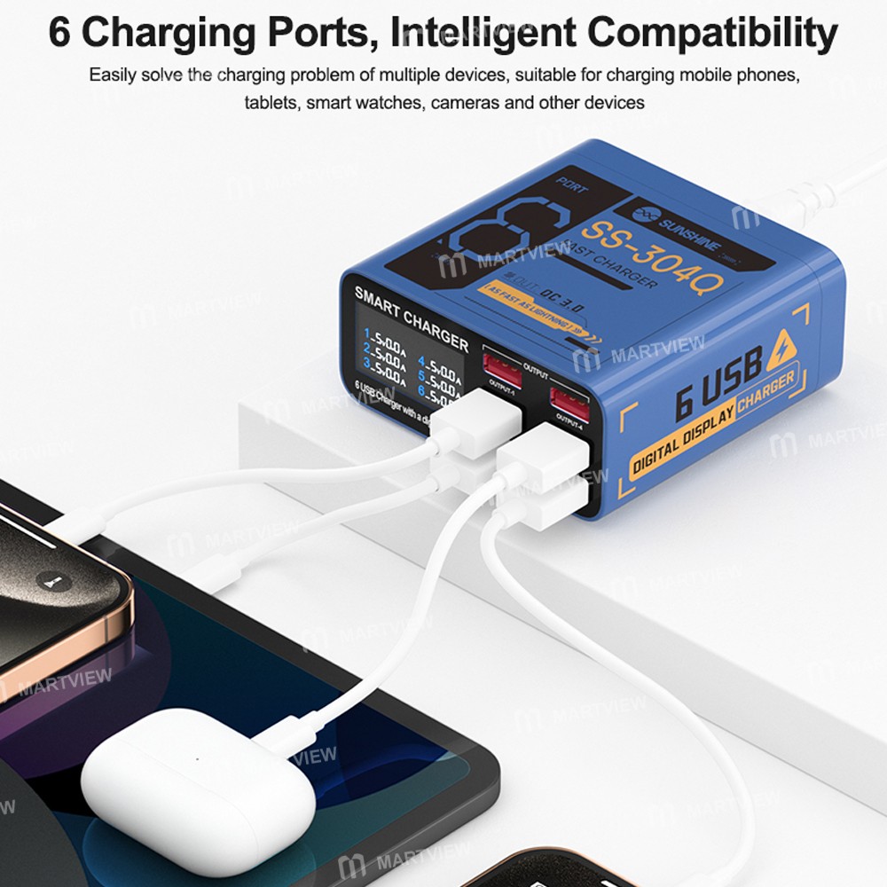 sunshine ss-304q-6-port-intelligent-qc30-fast-charging-station-for-mobile-phone-tablet-charging-6