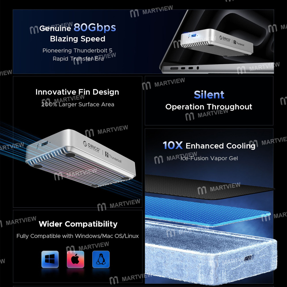 orico x50-aluminum-alloy-thunderbolt-5-80gbps-m2-nvme-ssd-enclosure-compatible-thunderbolt-4-3-4