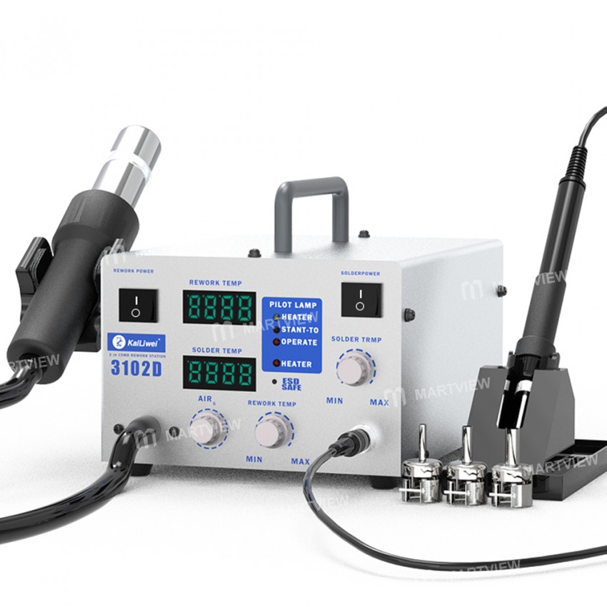 Kailiwei 3102D 2-in-1 LED Digital Soldering Station with Hot Air Gun and Electric Welding Iron For P