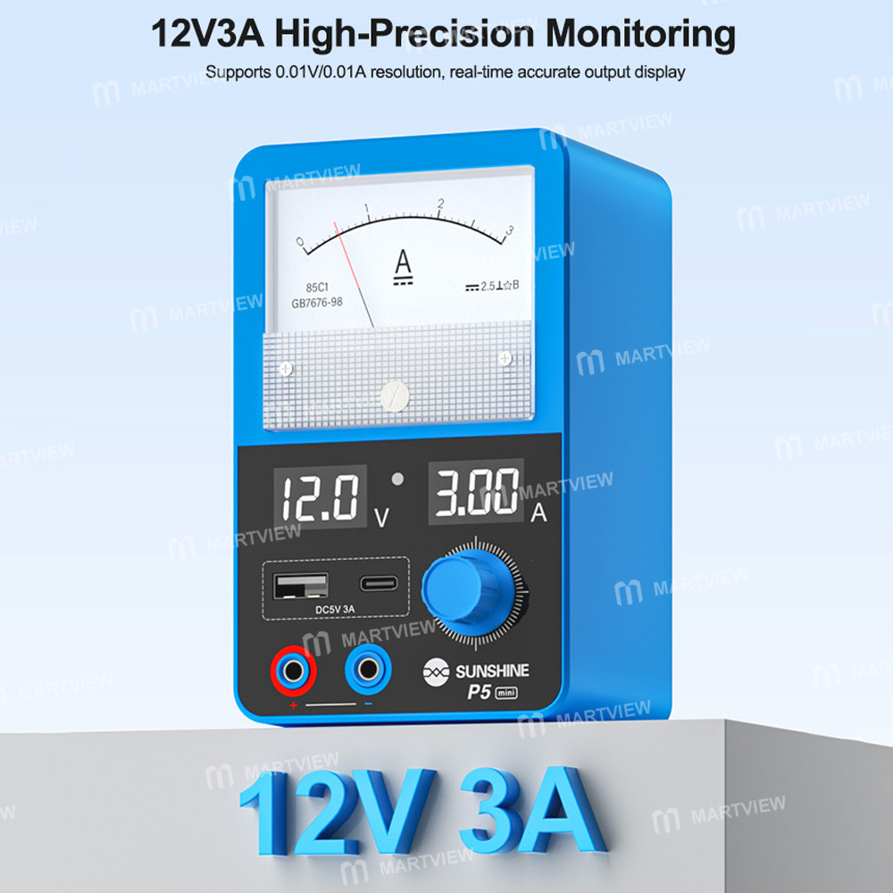 sunshine p5-mini-5v3a-dual-display-smart-power-supply-with-pointer-type-ammeter-12