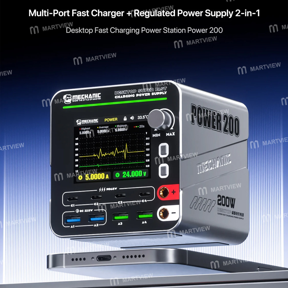 mechanic power-200-gan-desktop-fast-charging-station-supports-qc30-pd31-wireless-charging-2