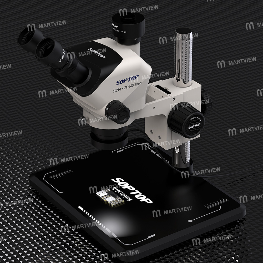 soptop szm-7060ultra-7-60x-adjustable-zoom-trinocular-stereo-microscope-with-big-base-for-pcb-repair