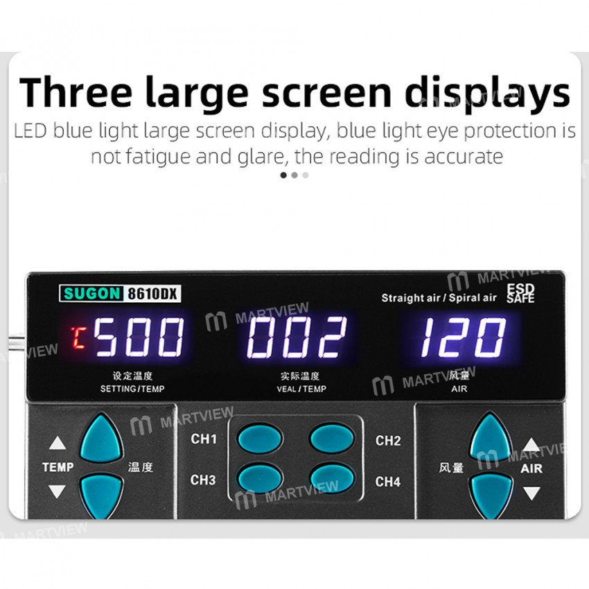 SUGON 8610DX 1000W Hot Air Rework Station LED Display Lead-Free Heat Gun Microcomputer Temperature A