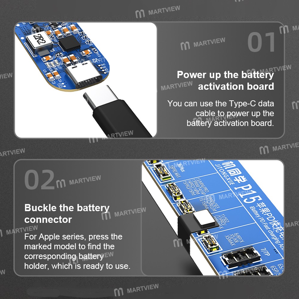 jtx p15-disassembly-free-battery-charging-activation-board-with-pd-charging-for-iphone-6-to-16pro-ma