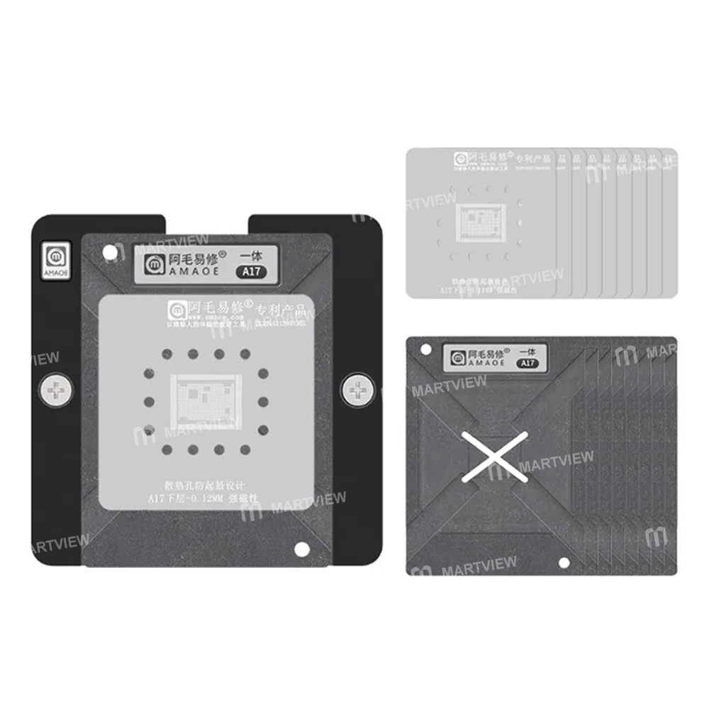 amaoe 012mm-apple-cpu-bga-reballing-stenci-platform-for-iphone-x-16pm-apple-a11-a18pro-cpu--half-car