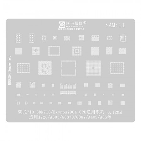 Amaoe SAM:11 0.12MM Multi-Function SDM710 Exynos7904 CPU BGA Reballing Stencil Net for Samsung J720 A305 G8870 G887 A40S A8S