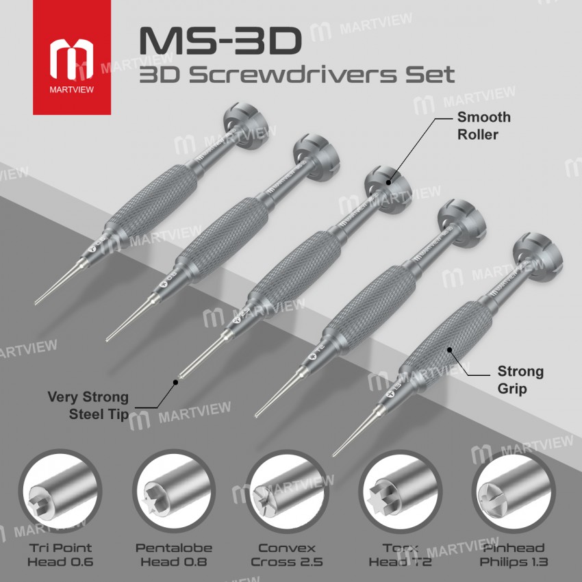 Martview MS-3D Aluminium Strong Hardness High-Precision Anti-Rust Anti-Slip Magnetic Screwdriver - M