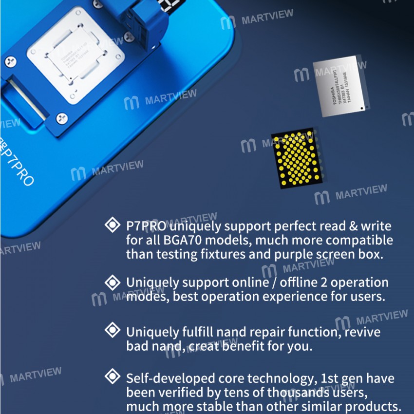 JC P7 Pro BGA70 PCIE NAND Flash IC Programming Tool NAND Test Fixture Nand Repair Machine for iPhone