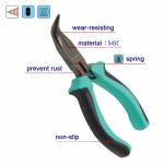 Pro'sKit PM-755 S45C Steel Anti-skid Small Curved Needle Nose Pliers