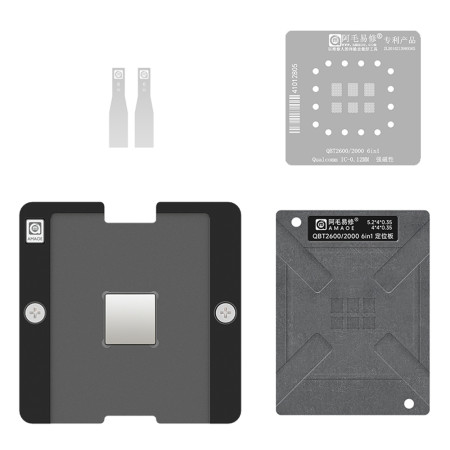 Amaoe 0.12mm QBT2600 / QBT2000 6-in-1 Ultrasonic Fingerprint IC Chip BGA Reballing Stencil Platform Set