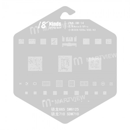 18 Kinds CPU BGA IC Reballing Stencil Kits for Xiaomi Phones