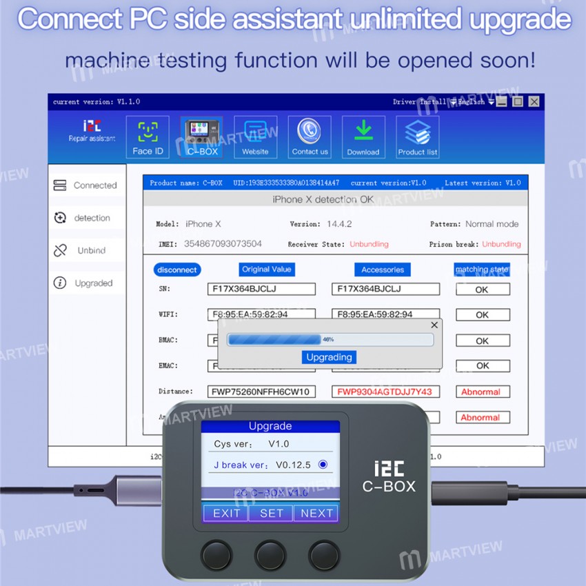 i2C C-BOX Jailbreak Box for Bypass ID Password On iOS Device PC Free / Query WIFI / Bluetooth Addres