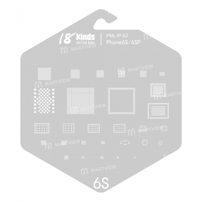 18 Kinds Chip BGA IC Reballing Stencil Kits for iPhone 6 to 13 Pro Max Screen Dot Matrix IC