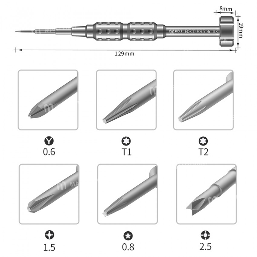 BST-895 Anti-slip Disassemble Precision Bolt Screwdriver for Mobile Phone Repair