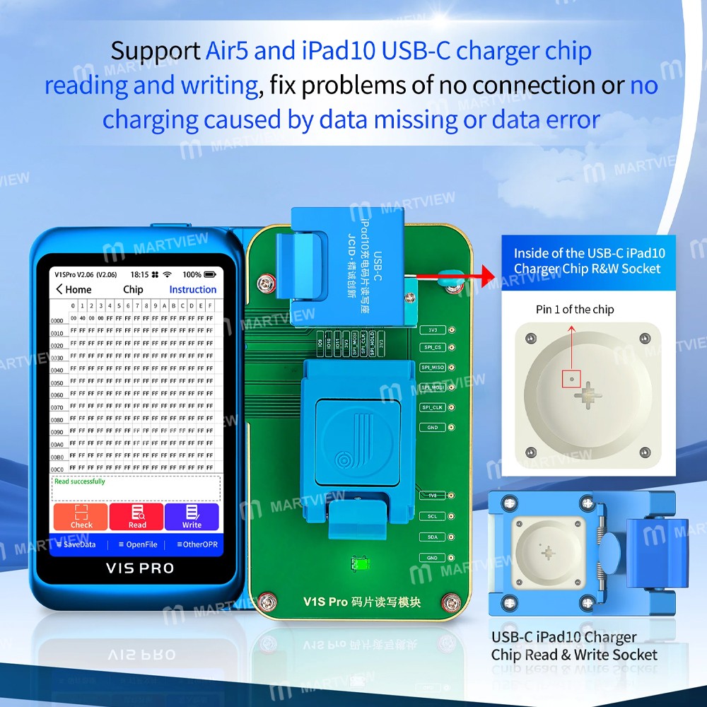 jcid v1s-pro-chip-rw-module-usb-c-ipad10-charger-chip-rw-socket-for-iphone-ipad-5