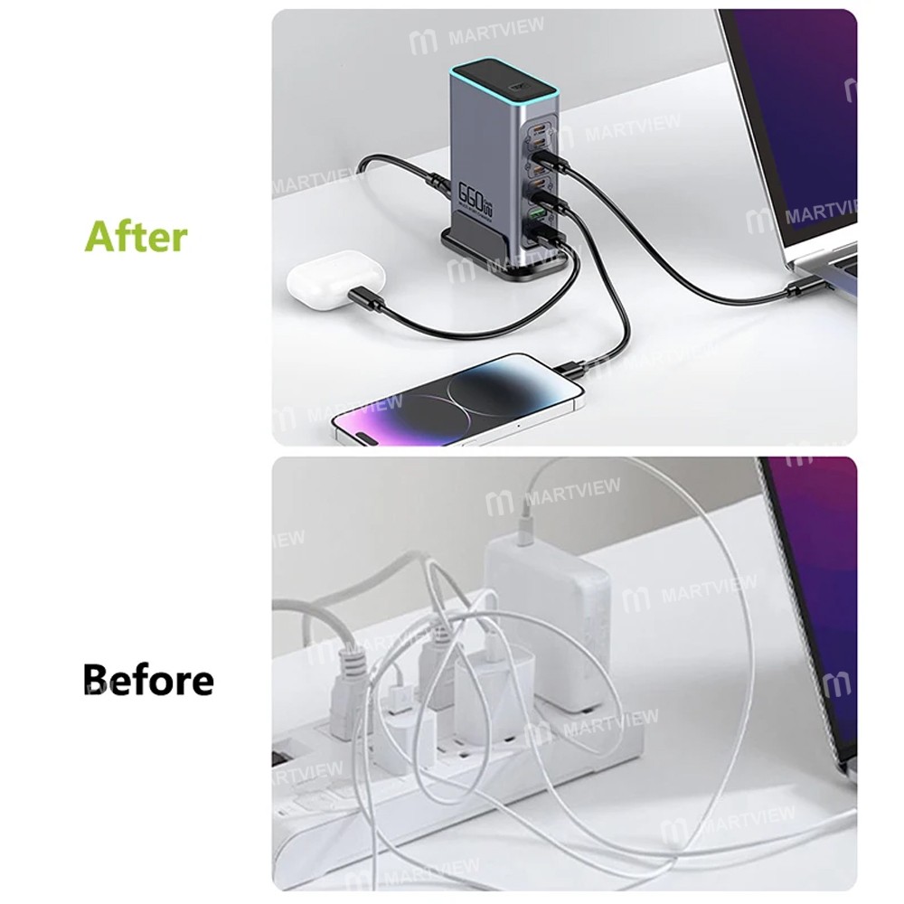 wlx f8l-8-port-660w-high-power-pdqc30-gan-desktop-charging-station-6