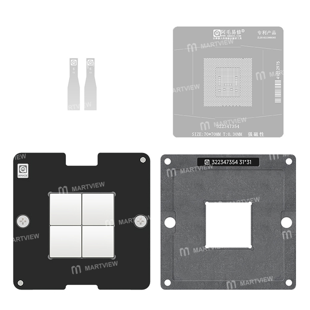 amaoe 030mm-322347354-chip-bga-reballing-stencil-tin-plating-platform-set-1
