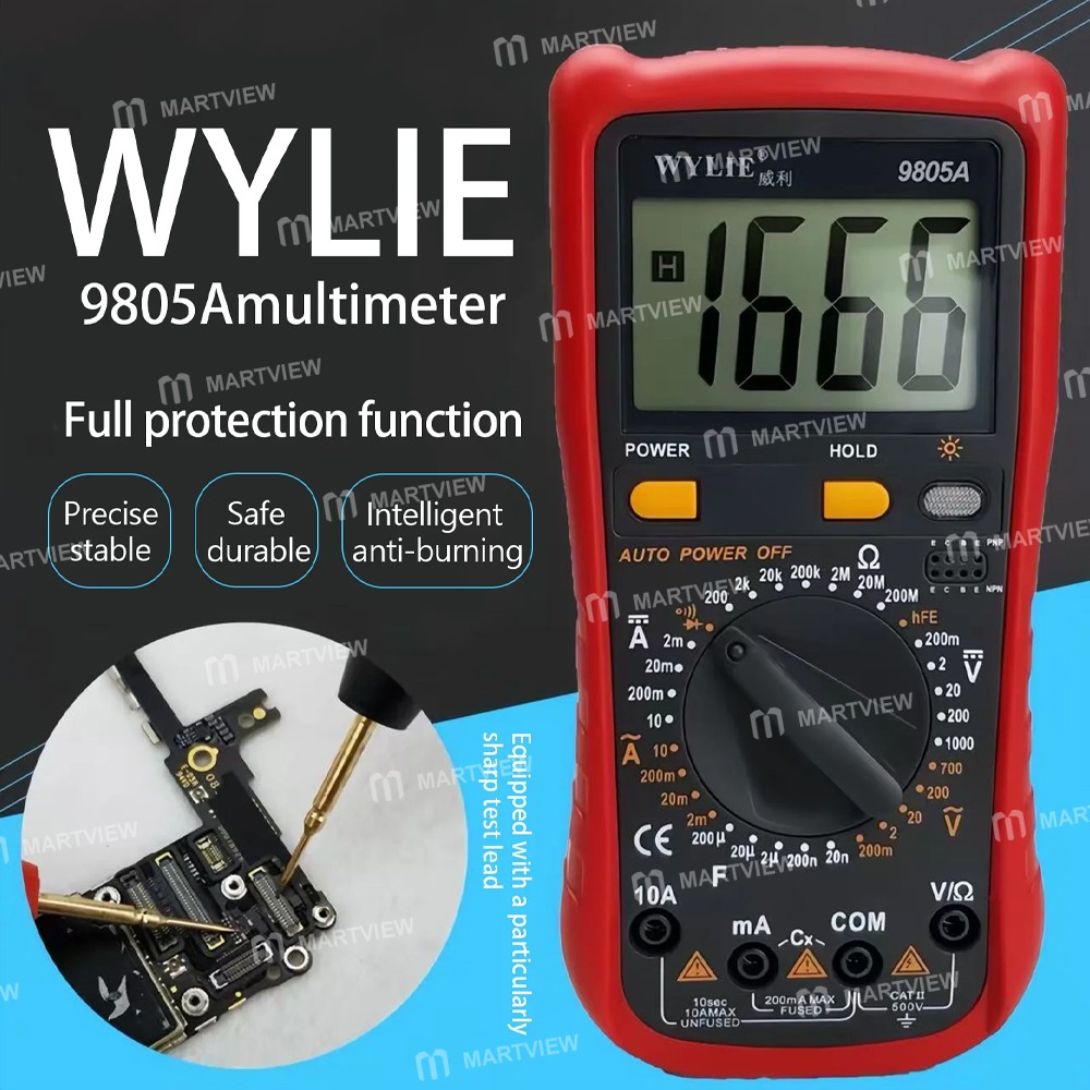 wylie 9805a-handheld-auto-ranging-professional-precision-lcd-digital-display-ac-dc-multimeter-2