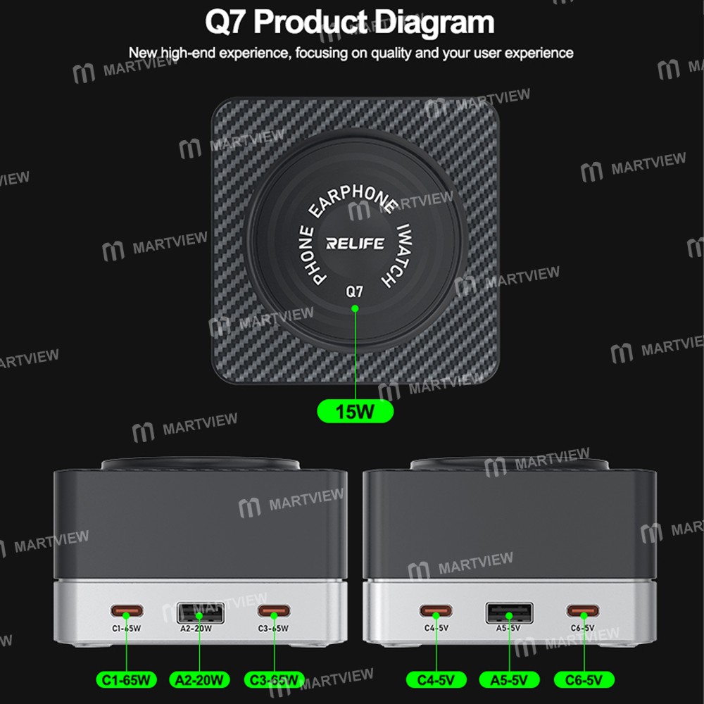 relife q7-80w-6-port-large-size-hd-color-screen-intelligent-charger-with-15w-wireless-charging-14