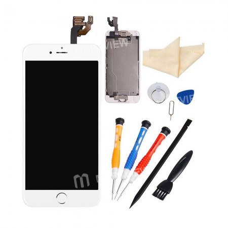 Replacement iPhone 6 LCD with spareparts home button earphone camera etc white