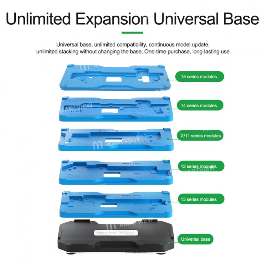 relife rl-601t-18-in-1-middle-layer-tin-planting-bga-reballing-platform-set-for-iphone-x-to-15pro-ma