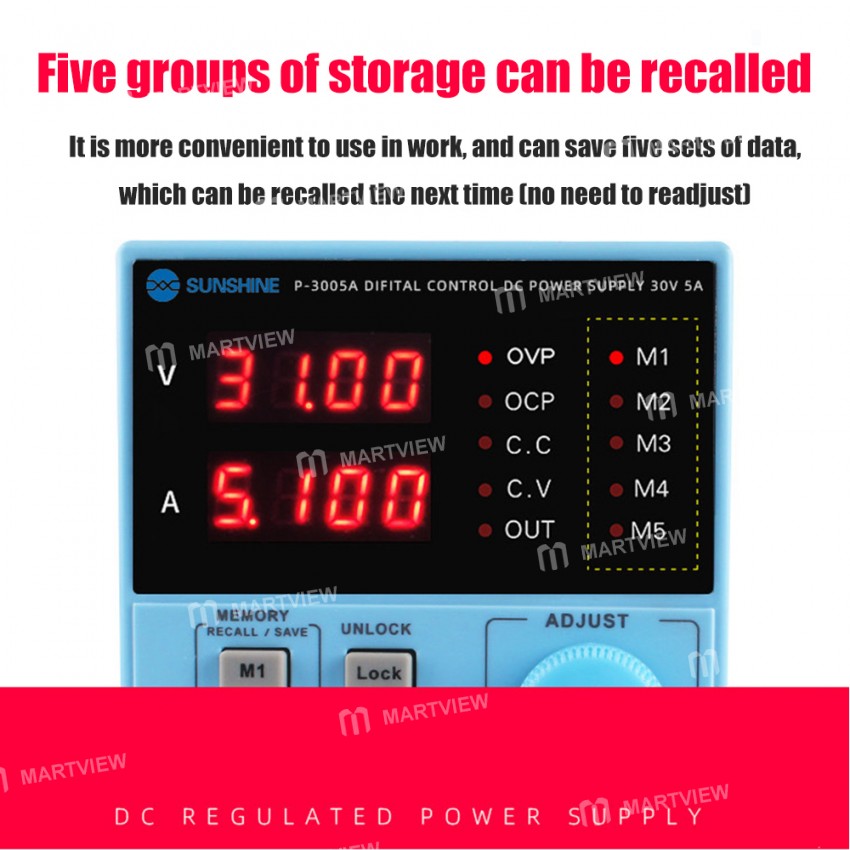 Sunshine P-3005A 30V 5A Digital Programmable Adjustable DC Power Supply