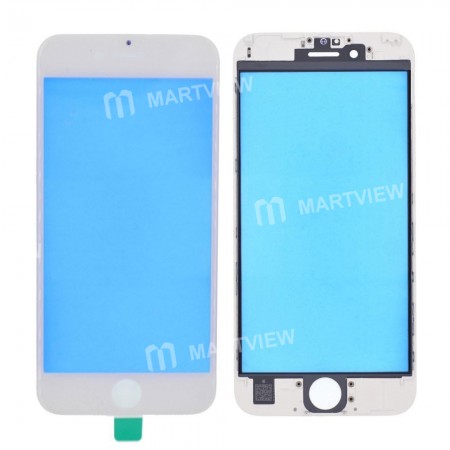 Replacement touch screen digitizer outer glass lens with bezel frame pre assembled for iPhone 6s plus white