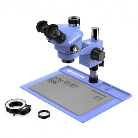 Mijing MJ-7050Pro 7-50X Synchronous Zoom Trinocular Stereo Microscope with Aluminum Alloy Base