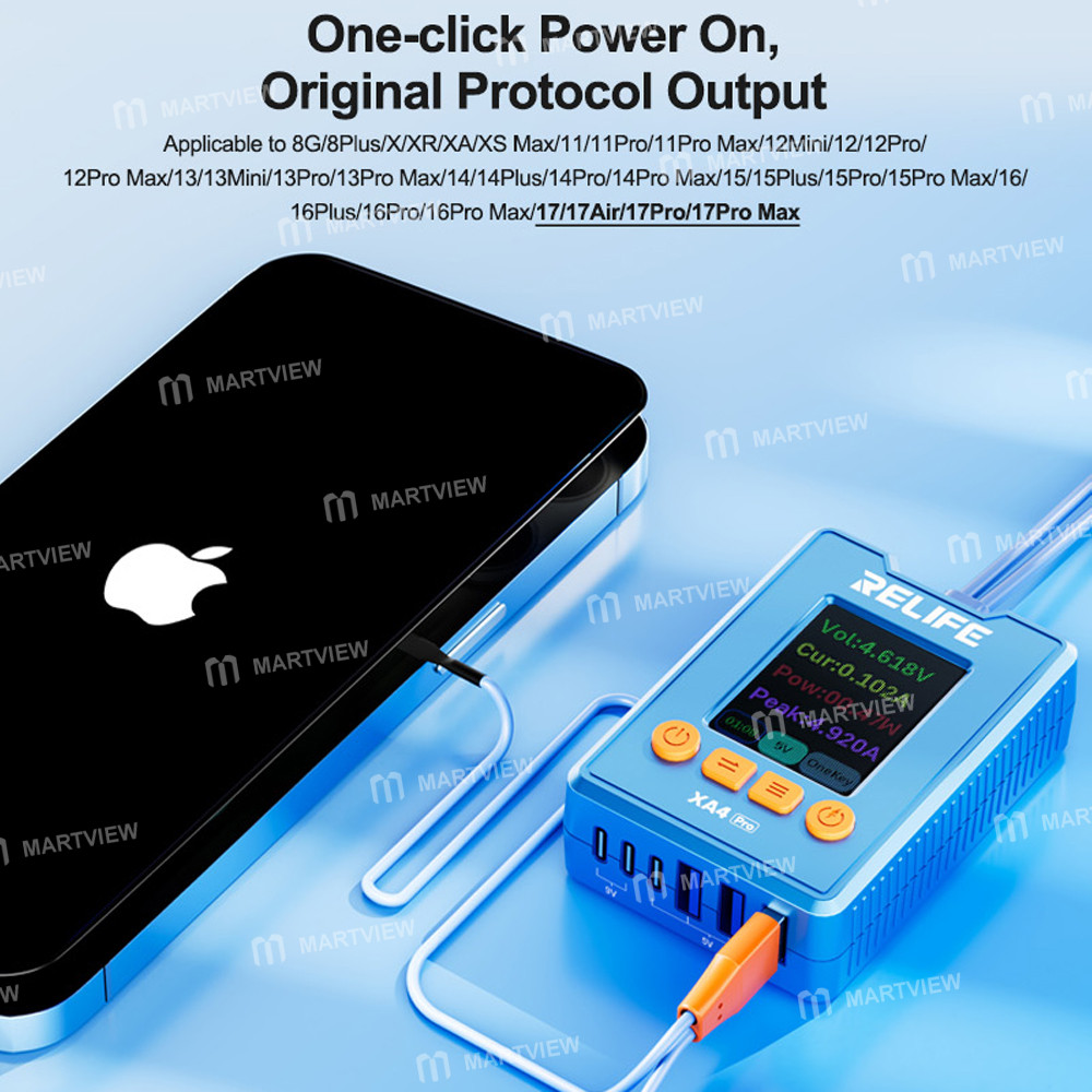 relife xa4-pro-one-touch-hd-display-power-cable-with-usb-type-c-dual-interface-for-iphone-8g-17pm-8