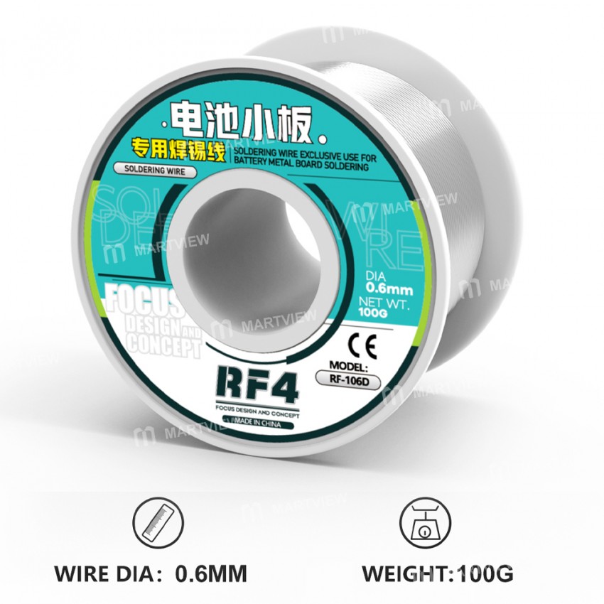 RF4 RF-106D 100G 0.6mm High Purity Lead-free Solder Wire Dedicated for Mobile Phone Battery Board