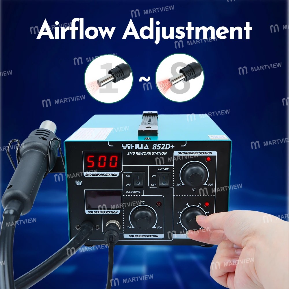 yihua 852d-740w-2-in-1-hot-air-gun-soldering-iron-tips-digital-display-desoldering-rework-station-8