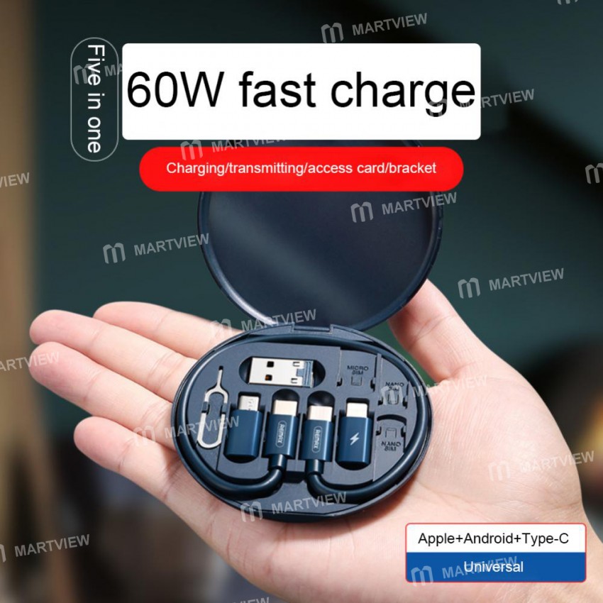 60W Fast Charging Multi-function Data Cable with Mobile Phone Holder Storage Box