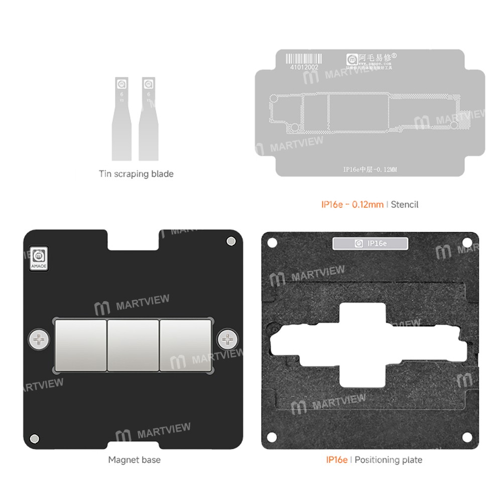 amaoe 012mm-middle-layer-bga-reballing-stencil-platform-set-for-iphone-16e-2