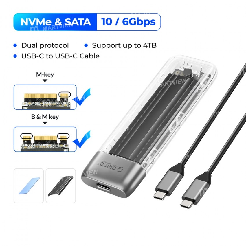 orico tool-free-10gbps-m2-to-type-c-nvme-sata-zinc-alloy-transparent-enclosure-4
