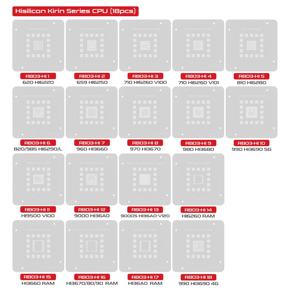 hisilicon kirin-series-cpu-18pcs