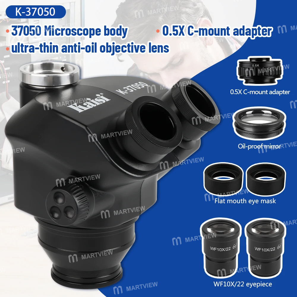kaisi k-37050-7x-50x-continuous-zoom-trinocular-stereo-microscope-head-for-mobile-phone-pcb-repair-3
