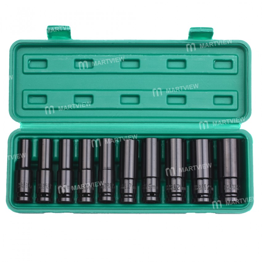 Electric Lengthened Hexagon Socket Set 1 / 2 Electrophoresis Black Manual Socket 10 Pieces