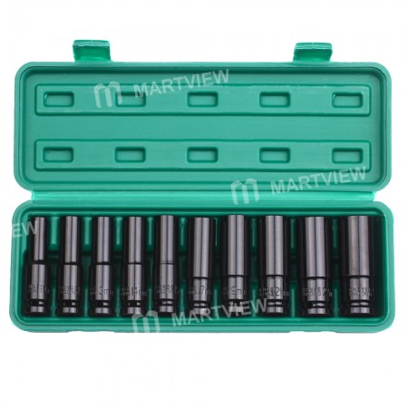 Electric Lengthened Hexagon Socket Set 1 / 2 Electrophoresis Black Manual Socket 10 Pieces