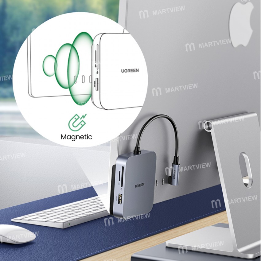 Ugreen CM521 Magnetic 5-in-1 USB 3.0 to TF / SD Card Type-C HUB for iMac All-in-one
